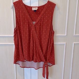 Universal Thread Sleeveless Tie Front blouse Orange Size L
